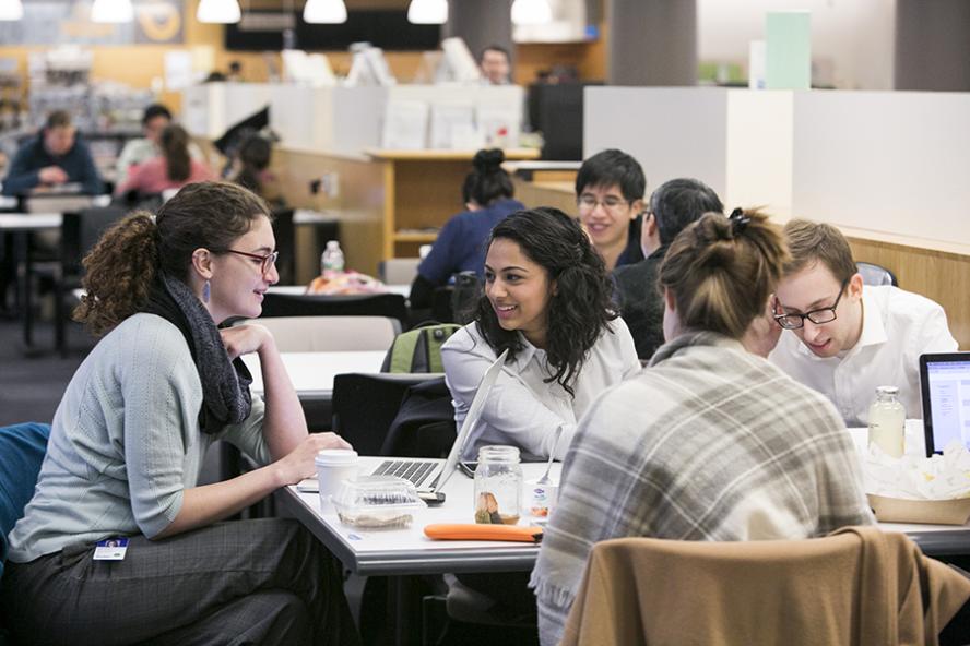 students in the library